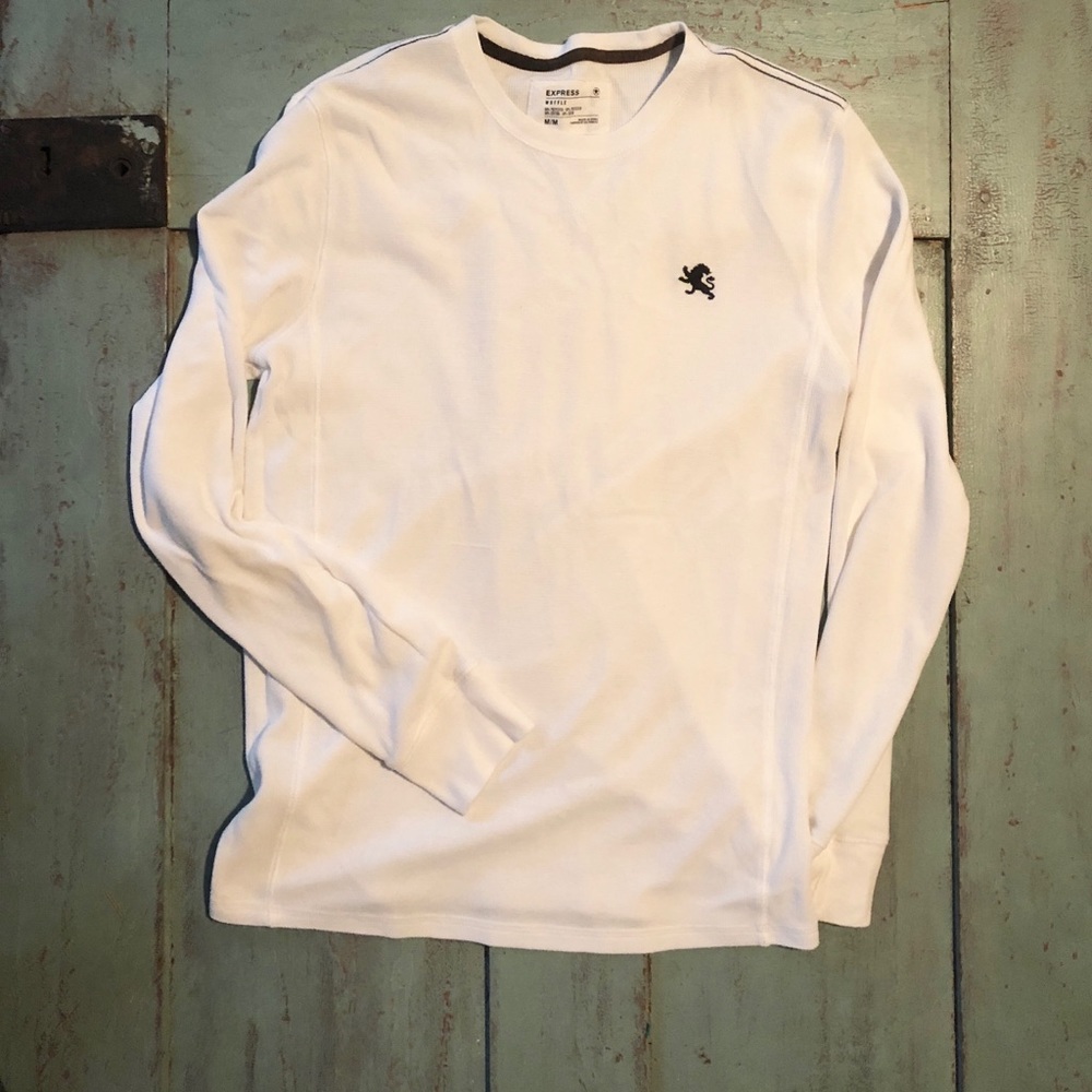 Express Men’s white waffle long sleeve M/M
